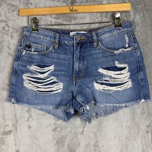 Kancan Denim Shorts Micro Distressed Size 9 28 Blue Raw Hem Summer Jean‎ Shorts